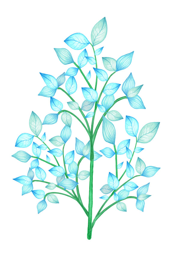 A5 print - Blauwe bladeren wit - Afbeelding 2