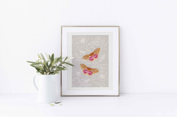 A5 print - oranje vlinders met bloem