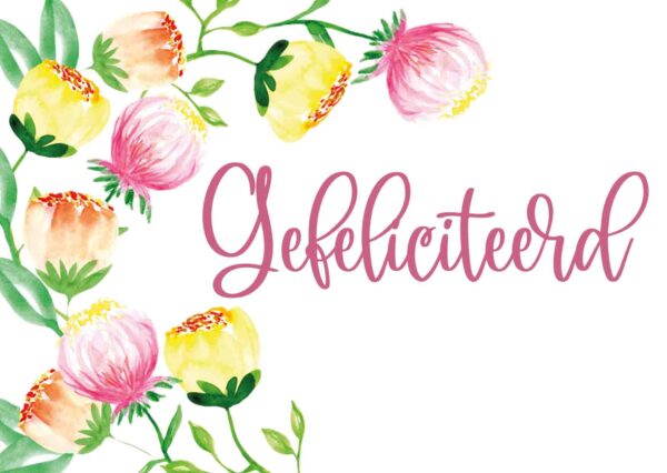Kaart gefeliciteerd met aquarel rozen - Afbeelding 2