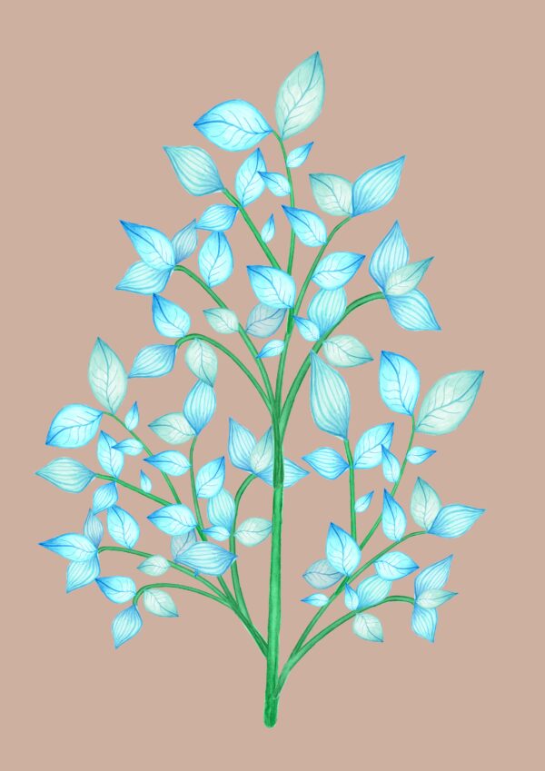 A5 print - Blauwe bladeren taupe - Afbeelding 2