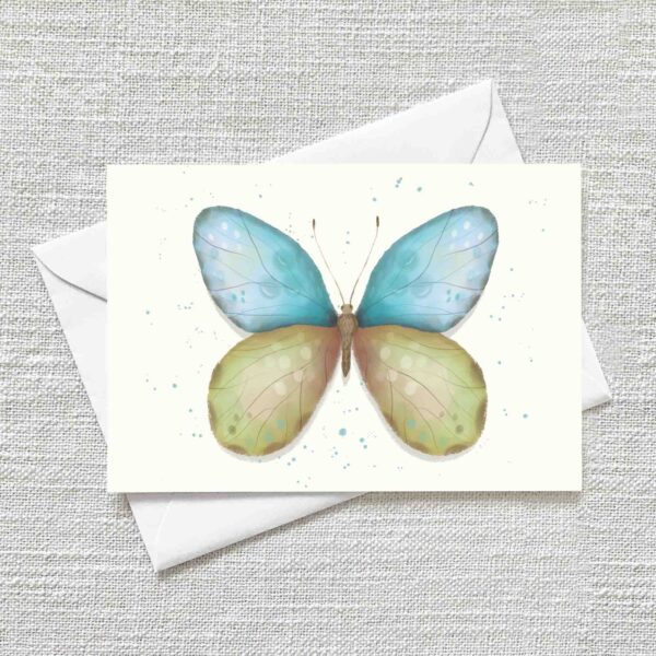 Kaart Blauwe vlinder aquarel