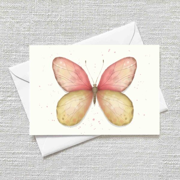 Kaart Roze vlinder aquarel